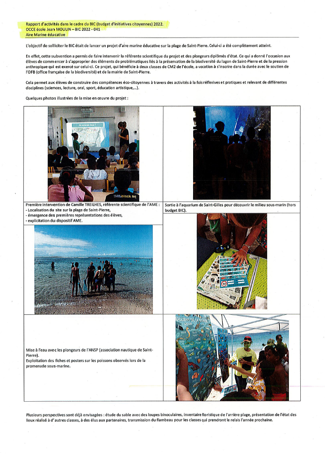 Image d'illustration pour : Aire marine éducative école Jean MOULIN