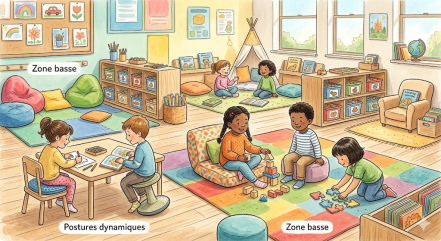 Image d'illustration pour : Bouger pour mieux grandir : Aménagement d'une classe flexible pour favoriser la réussite de tous en maternelle